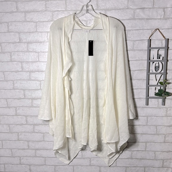 Basha accessories ivory topper drape open front cardigan one size - Picture 2 of 9